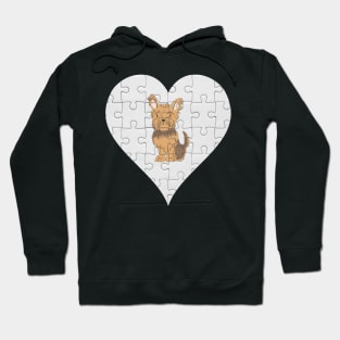 Yorkshire Terrier Heart Jigsaw Pieces Design - Gift for Yorkshire Terrier Brown Miniature Lovers Hoodie